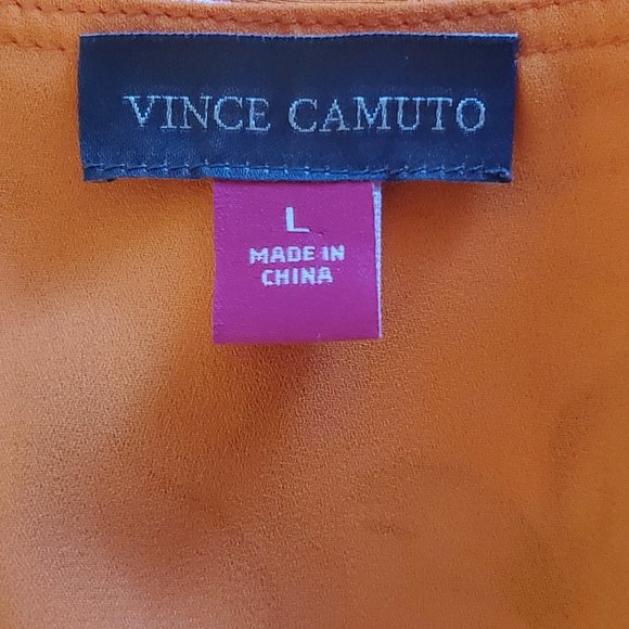 Vince Camuto Orange Rio Gardens V-neck Button Down Peplum Blouse Large - Picture 7 of 9